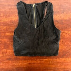 Charlotte Russe Black Zippered Crop Top